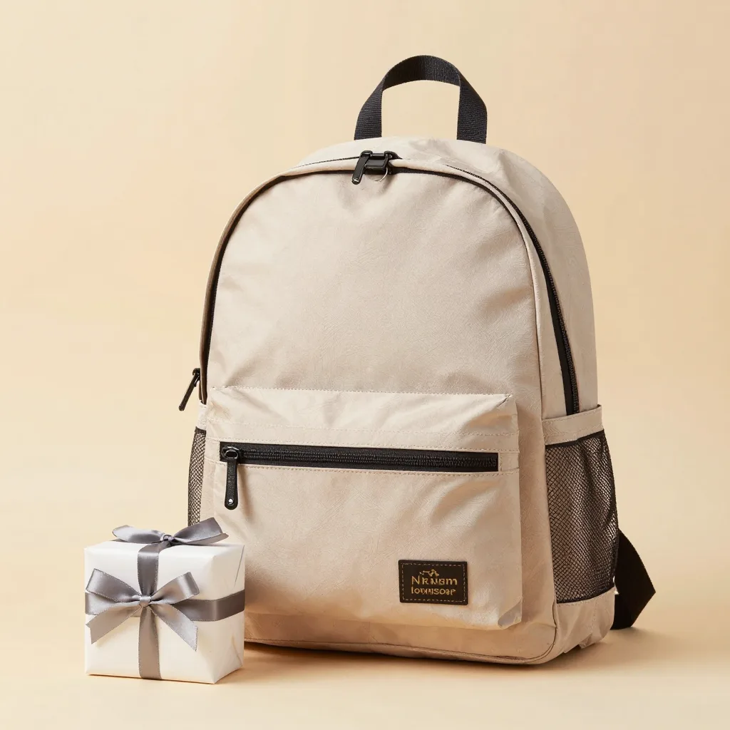 A mochila bag gift set on a light background